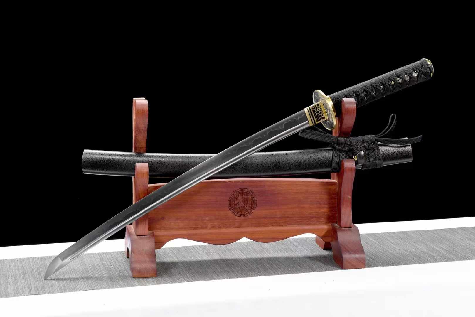 Wakizashi Sword JingGang T10 Clay Tempered Black Saya 金剛 | KatanaSwordArt Wakizashi For Sale 2025