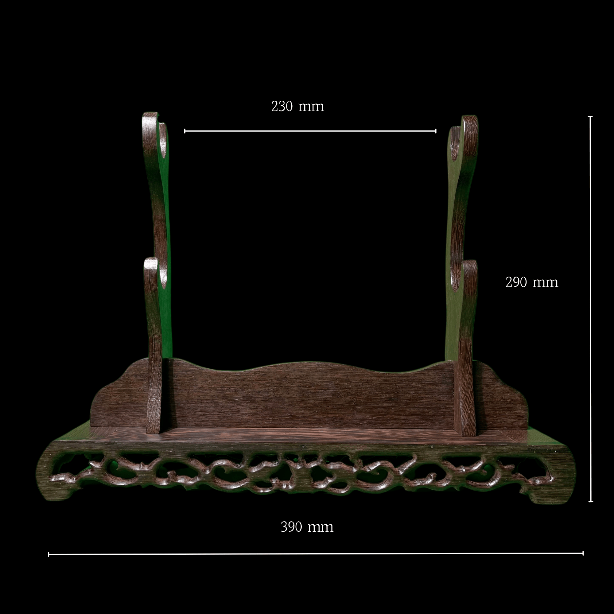 Wenge Wood Double - Layer Sword Stand with Intricate Carved Base | KatanaSwordArt Sword Stand For Sale 2025