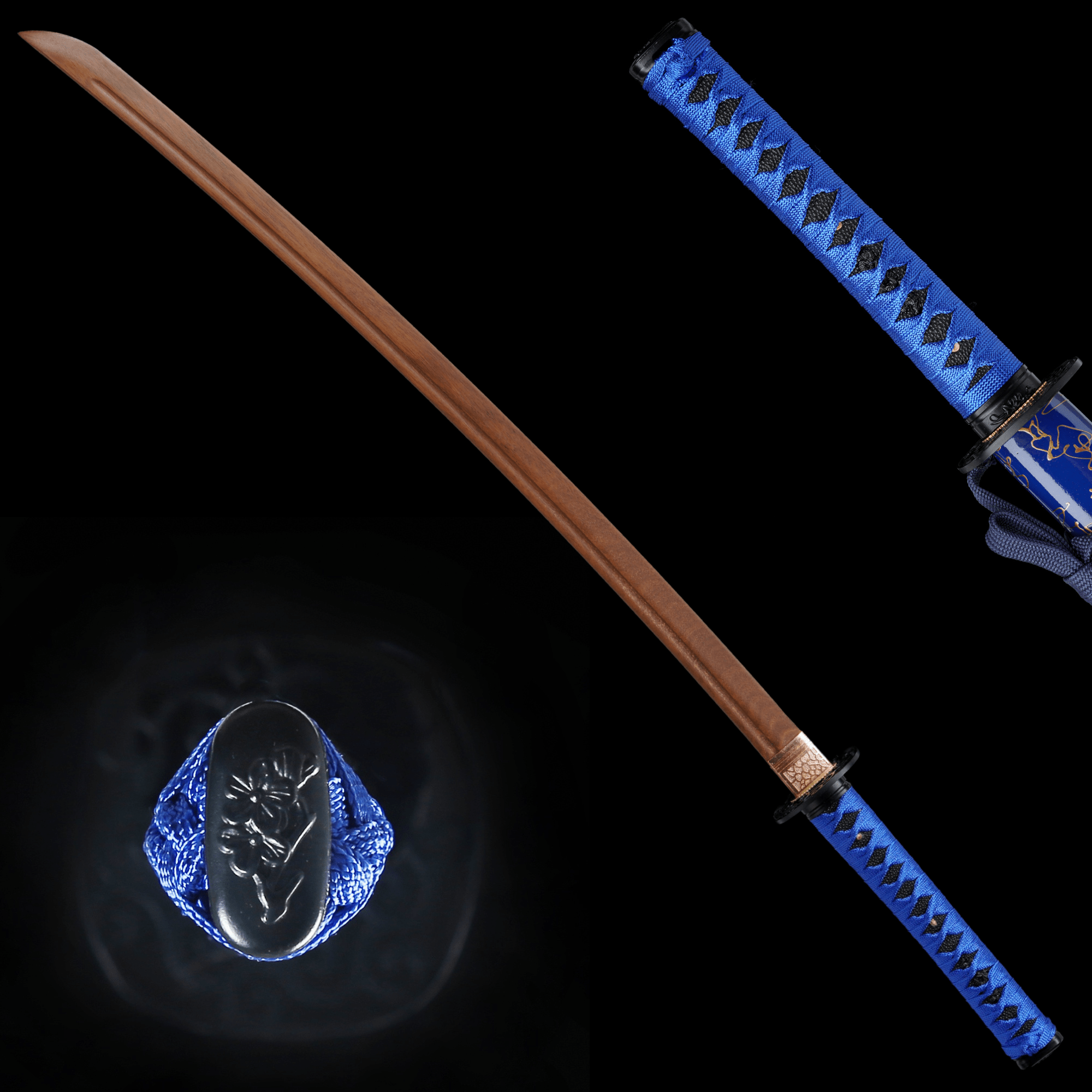 Wooden Katana Azure Flowing Blue Saya 蒼流 | KatanaSwordArt Wooden Katana For Sale 2025