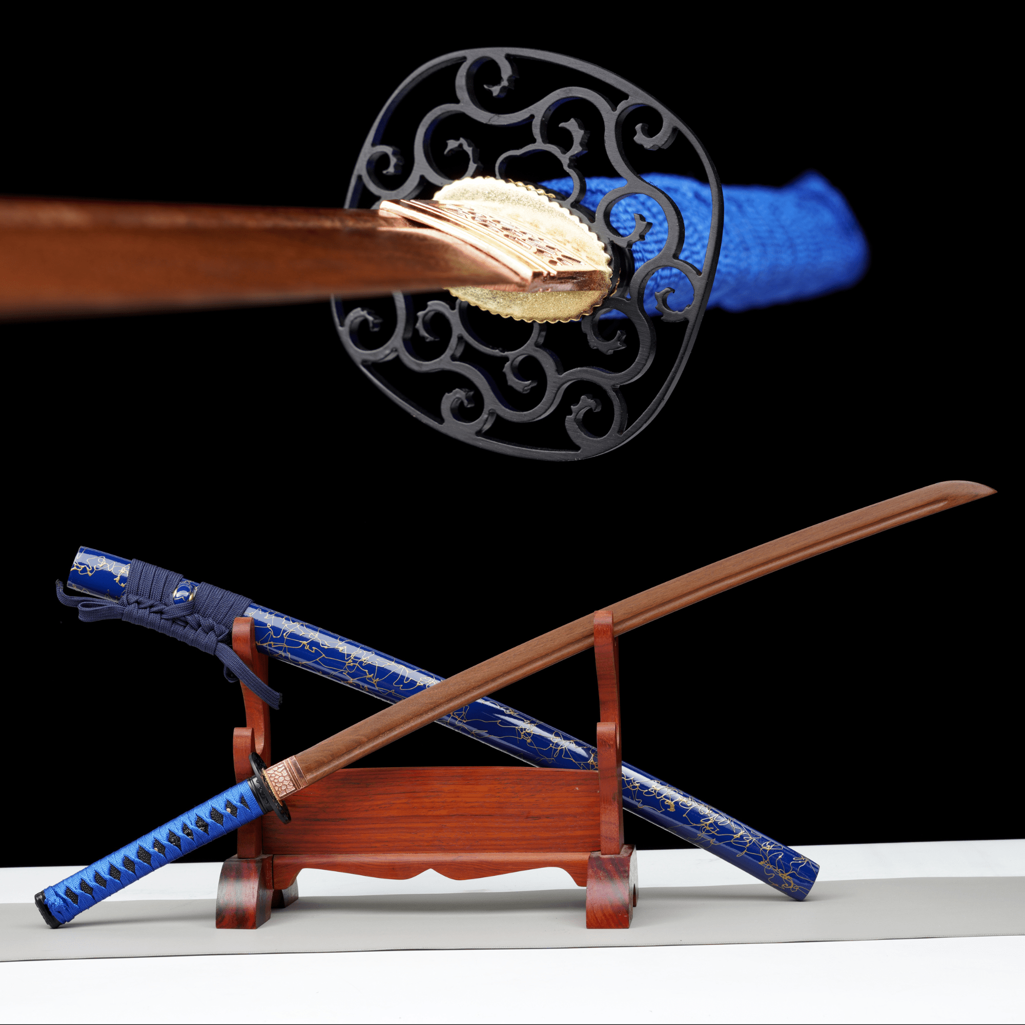 Wooden Katana Azure Flowing Blue Saya 蒼流 | KatanaSwordArt Wooden Katana For Sale 2025