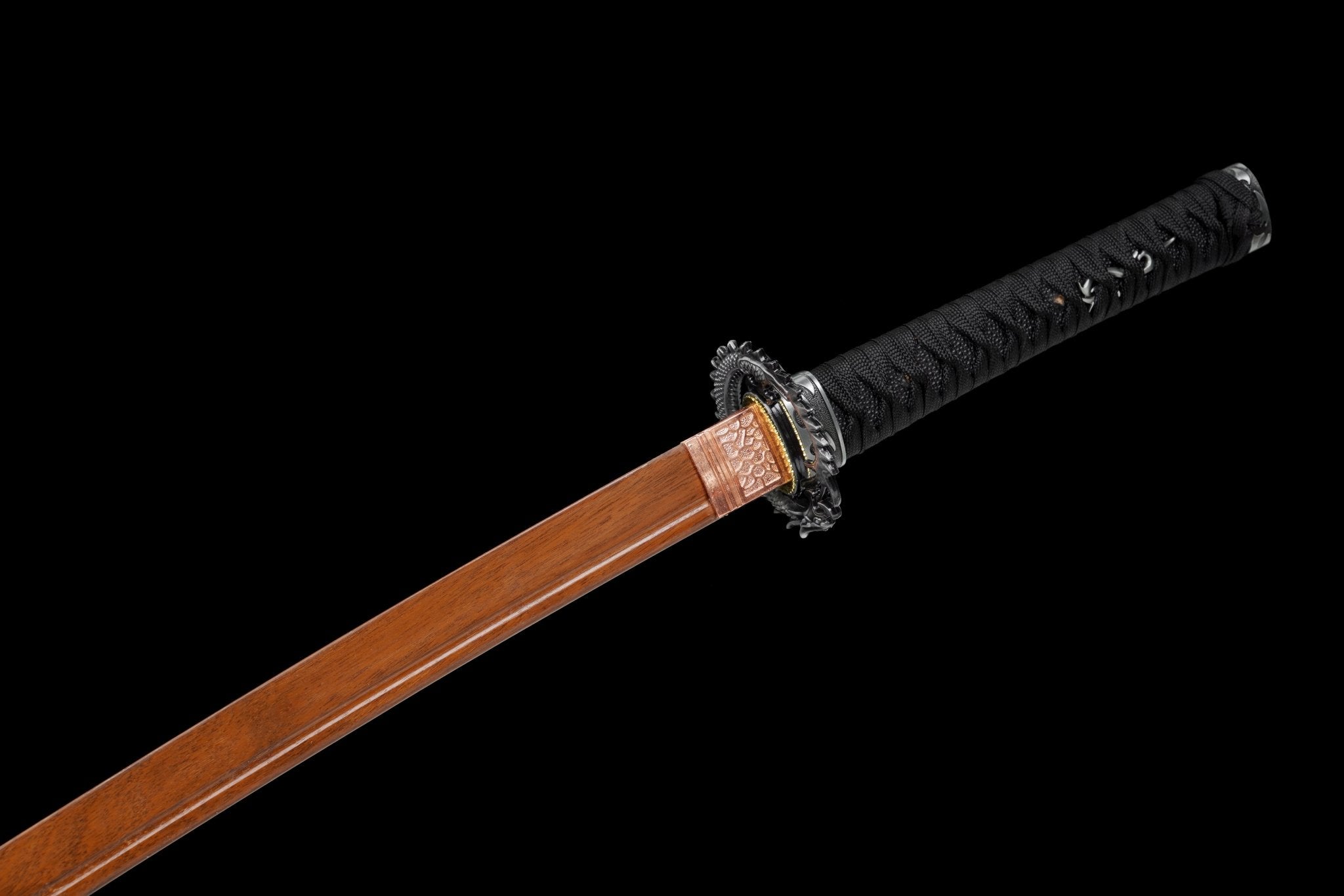 Wooden Katana Dragon Shadow Gold Streaked Gloss Black Saya 龍影 | KatanaSwordArt Wooden Katana For Sale 2025