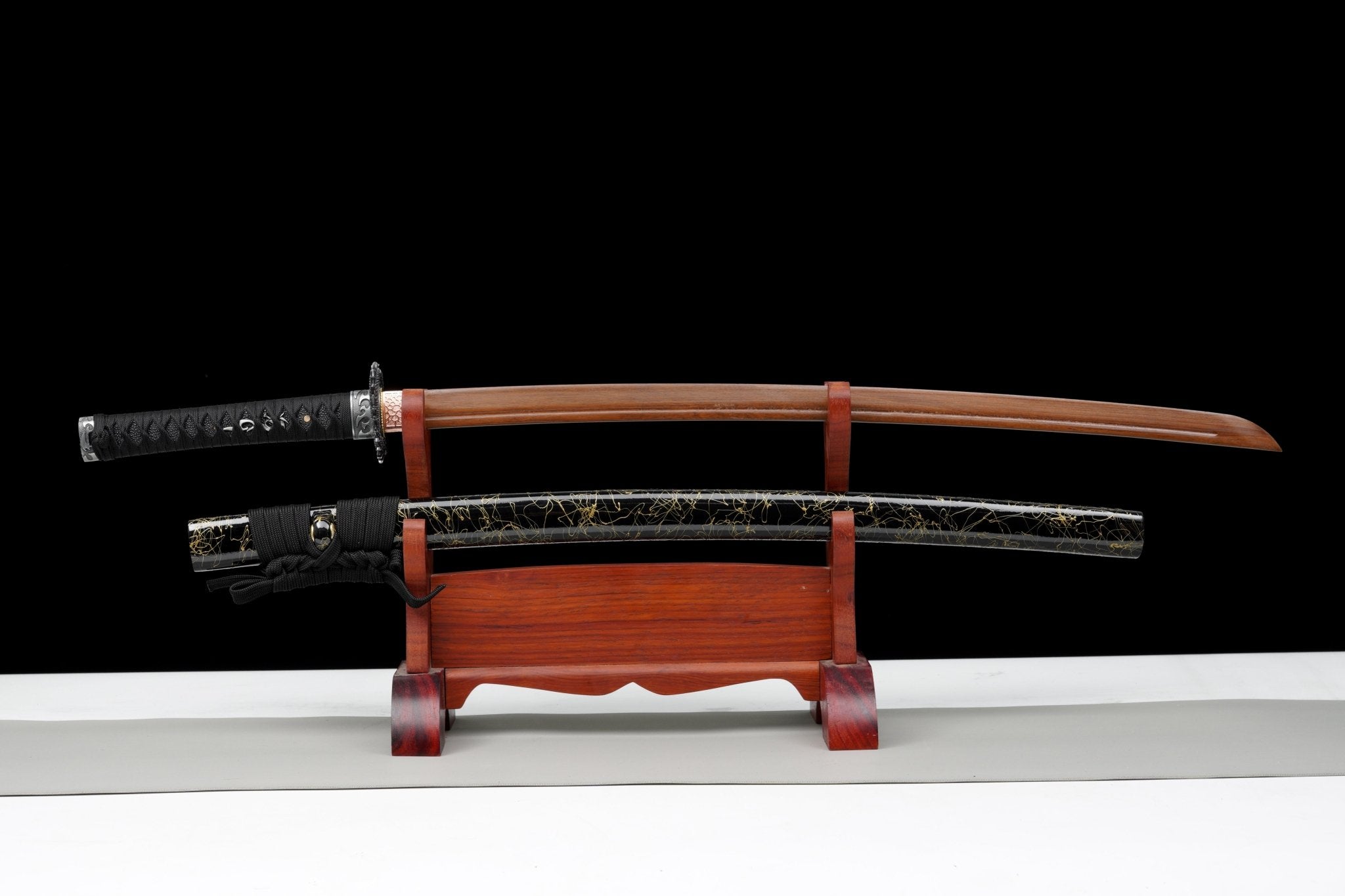 Wooden Katana Dragon Shadow Gold Streaked Gloss Black Saya 龍影 | KatanaSwordArt Wooden Katana For Sale 2025