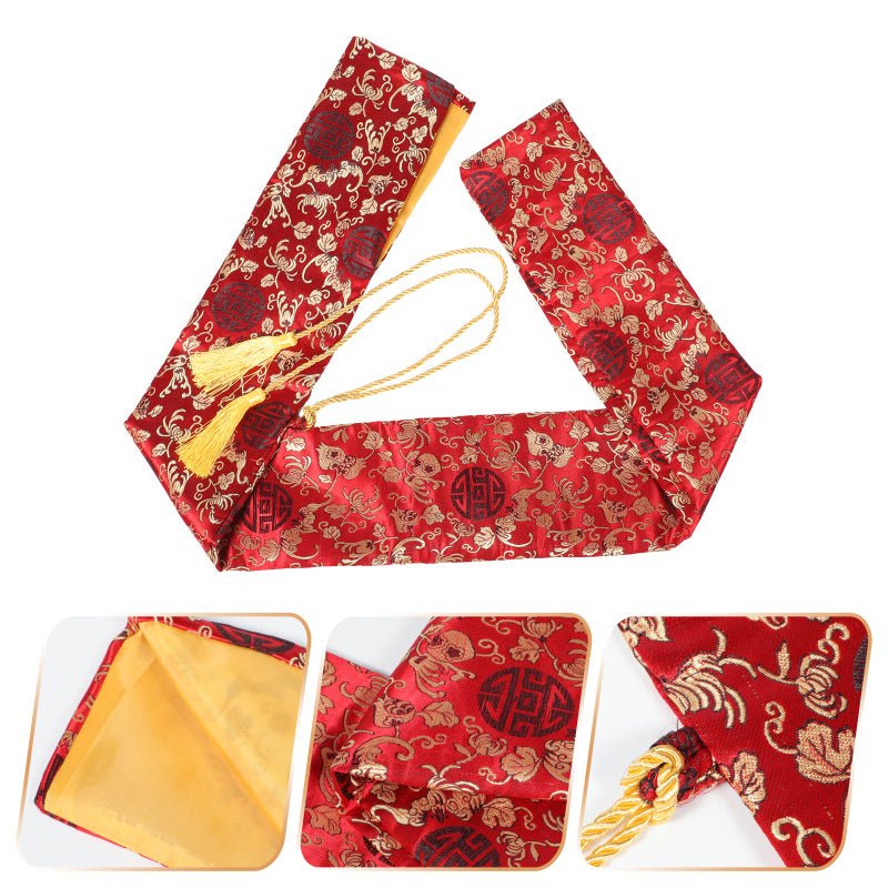 Japanese Katana Sword Bag Red Gold Flower Silk | KatanaSwordArt Sword Bag For Sale