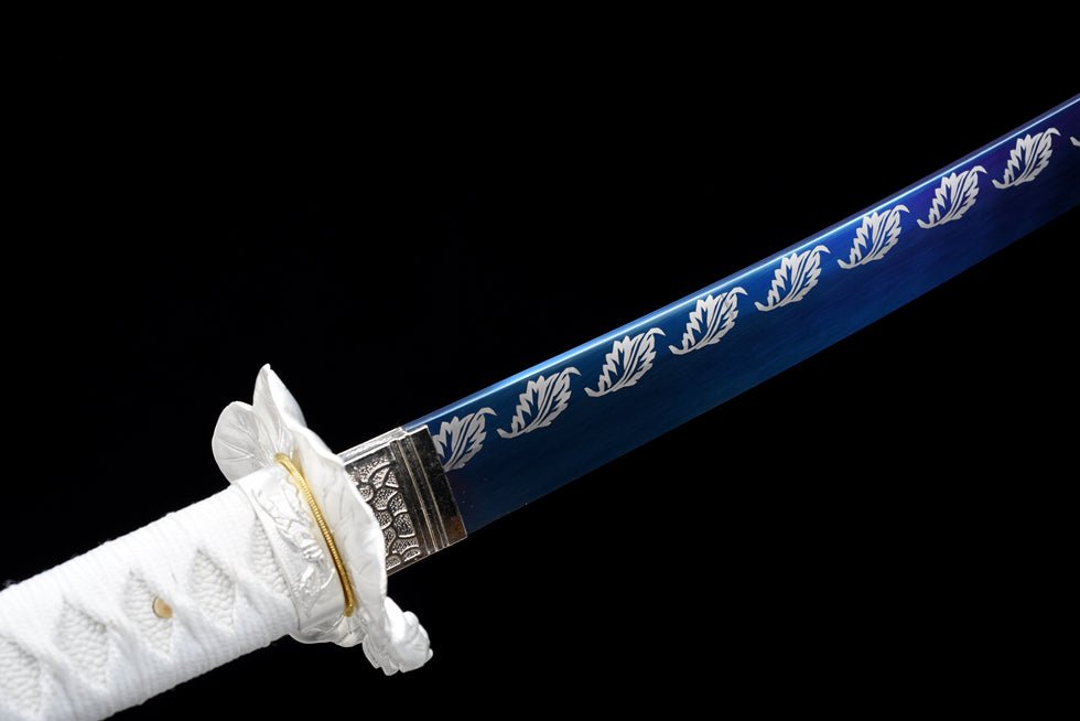 Katana Autumn Moon Spring Steel Blue Blade Silver 秋月 | KatanaSwordArt Katana For Sale