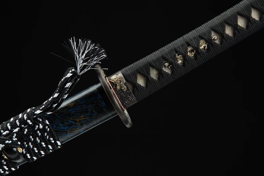 Katana Azure Dragon Blue Flame Damascus Steel Clay Tempered 藍龍 | KatanaSwordArt Katana For Sale 2025