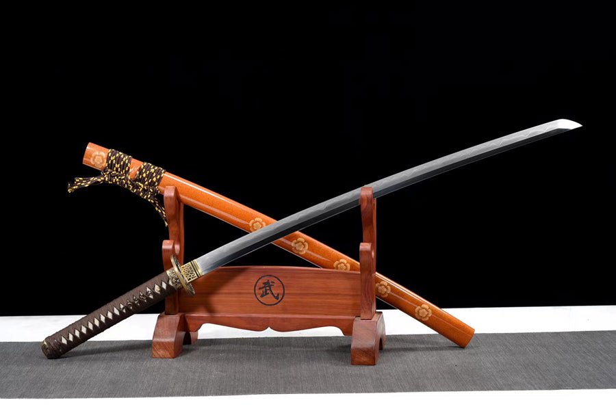 Katana Azure Dragon Damascus Folded Clay Tempered Orange Saya 蒼龍 | KatanaSwordArt Katana For Sale 2025