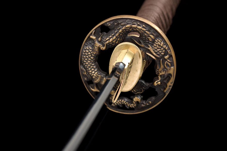 Katana Azure Dragon Damascus Folded Clay Tempered Orange Saya 蒼龍 | KatanaSwordArt Katana For Sale 2025