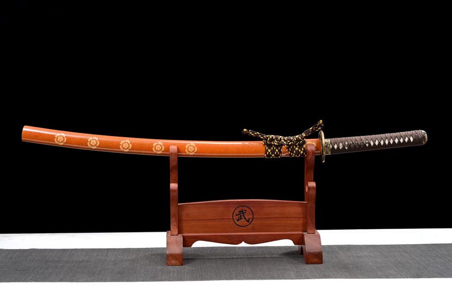 Katana Azure Dragon Damascus Folded Clay Tempered Orange Saya 蒼龍 | KatanaSwordArt Katana For Sale 2025