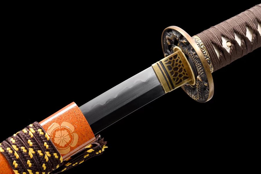 Katana Azure Dragon Damascus Folded Clay Tempered Orange Saya 蒼龍 | KatanaSwordArt Katana For Sale 2025