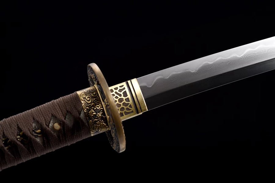 Katana Azure Dragon Damascus Folded Clay Tempered Orange Saya 蒼龍 | KatanaSwordArt Katana For Sale 2025