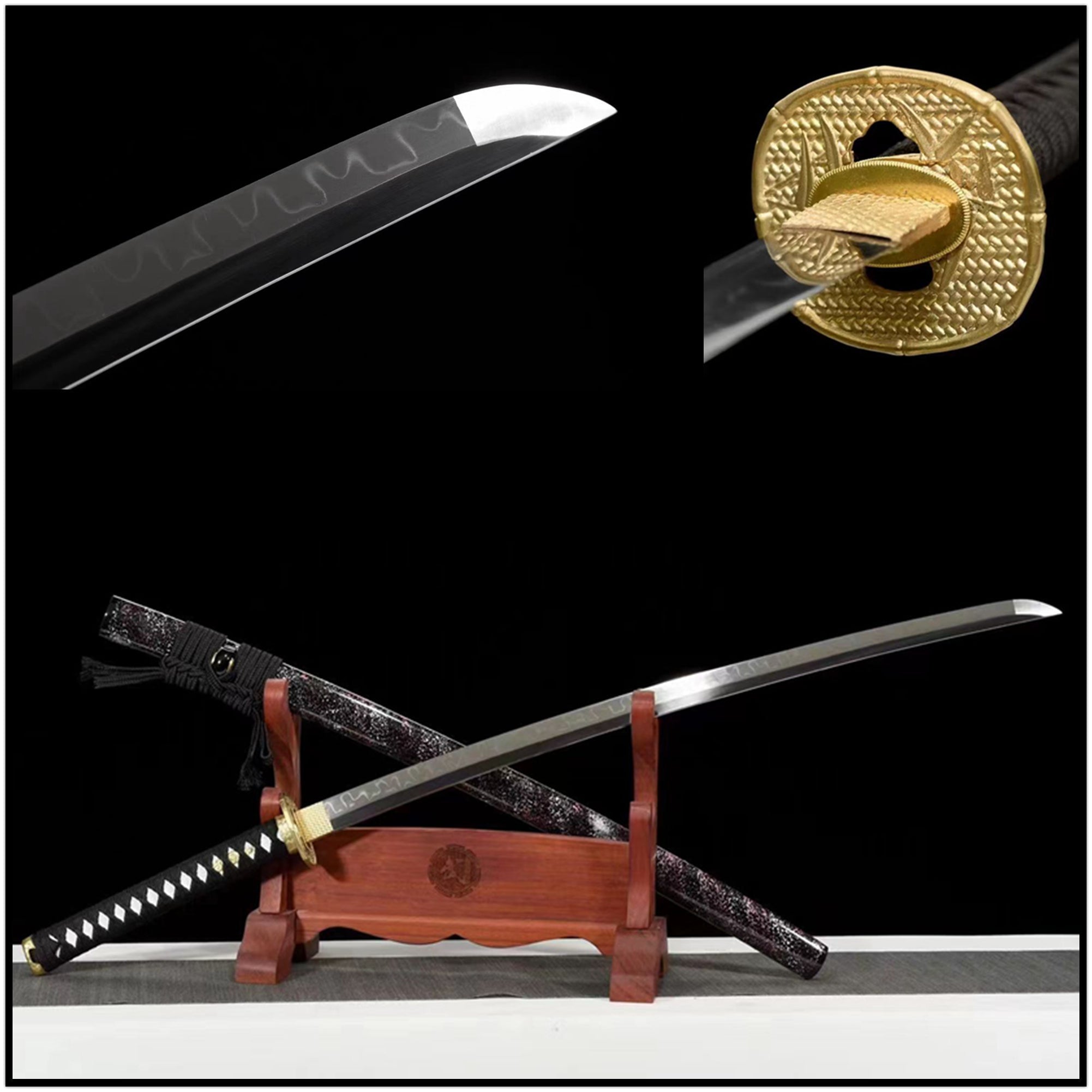 Katana Black Bamboo T10 Clay Tempered Black Saya 黑竹 | KatanaSwordArt Katana For Sale