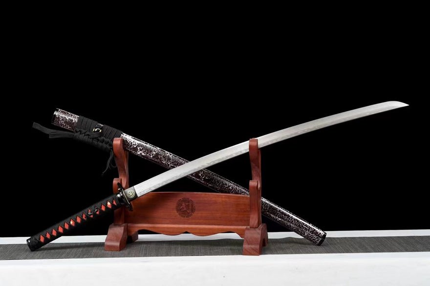 Katana Blood Eagle Damascus Folded Steel Brown Saya 血鷹 | KatanaSwordArt Katana For Sale