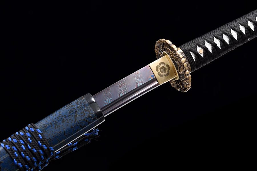 Katana Canyue Damascus Folded Blue Blade 殘月 | KatanaSwordArt Katana For Sale 2025