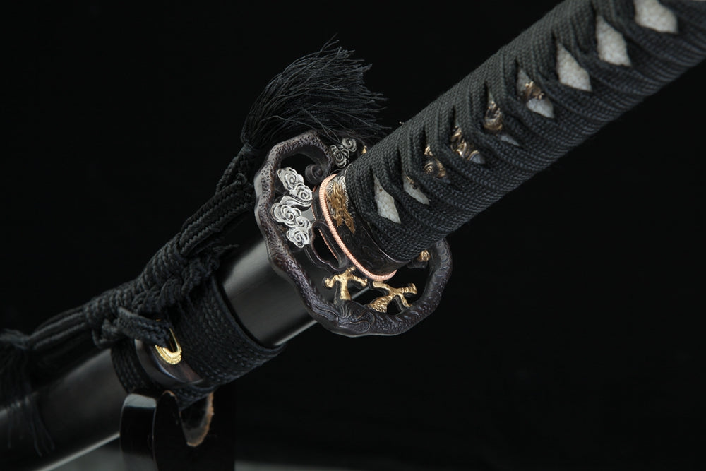 Katana Cloud Dragon Damascus Folded Clay Tempered Ebony Saya 耀龍 | KatanaSwordArt Katana For Sale 2025