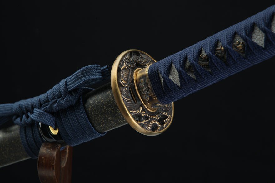 Katana Double Dragons T10 Clay Tempered Black Saya 雙龍 | KatanaSwordArt Katana For Sale