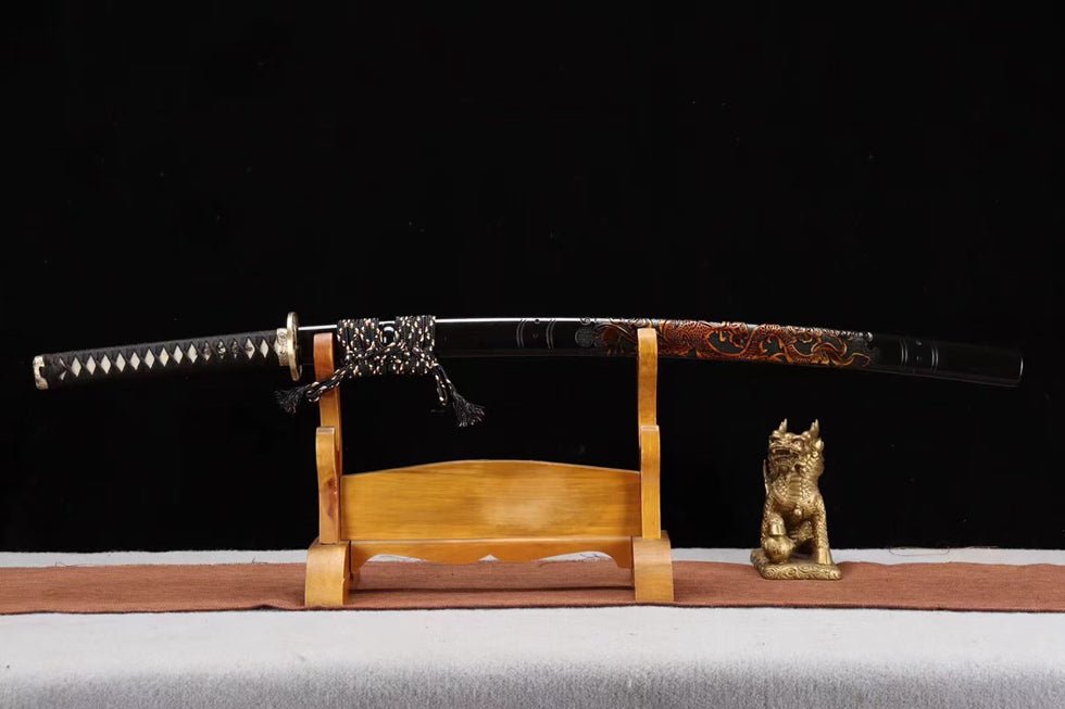 Katana Dragon Horse Damascus Folded Dragon Sculpture Saya 龍馬 | KatanaSwordArt Katana For Sale 2025