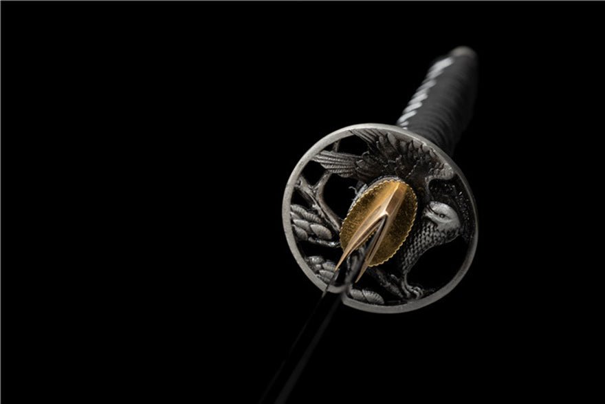 Katana Eagle Eye Damascus Folded Steel Black Blade 鷹眼 | KatanaSwordArt Katana For Sale