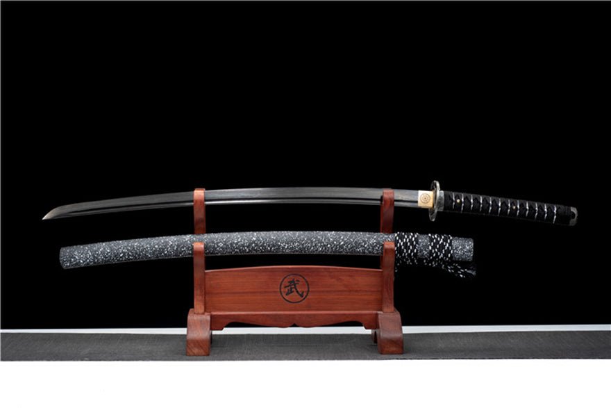 Katana Eagle Eye Damascus Folded Steel Black Blade 鷹眼 | KatanaSwordArt Katana For Sale