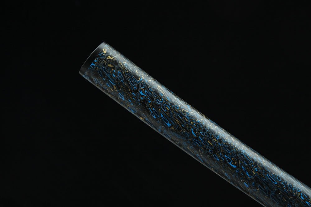 Katana Fish Splash Blue Flame Damascus Steel Clay Tempered 藍龍門 | KatanaSwordArt Katana For Sale 2025