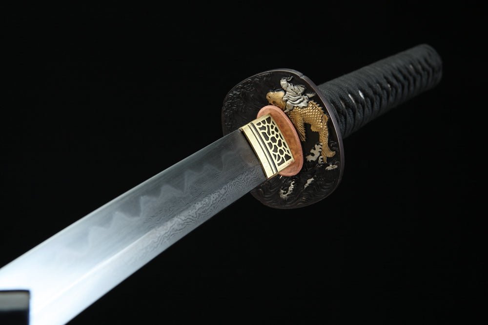 Katana Fish Splash Flame Grain Damascus Steel Clay Tempered 紅龍門 | KatanaSwordArt Katana For Sale 2025