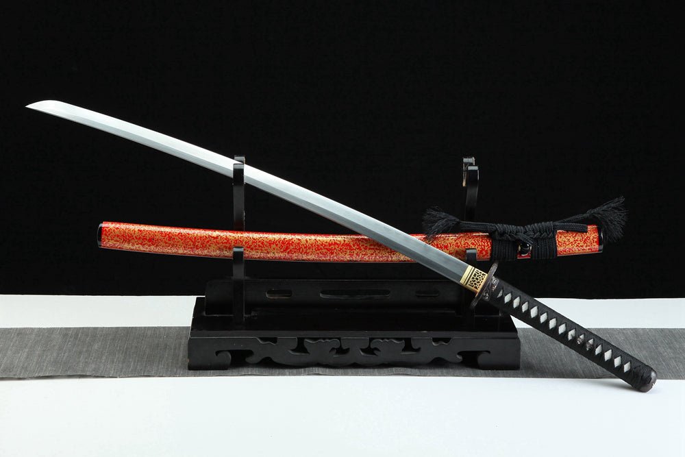 Katana Fish Splash Flame Grain Damascus Steel Clay Tempered 紅龍門 | KatanaSwordArt Katana For Sale 2025