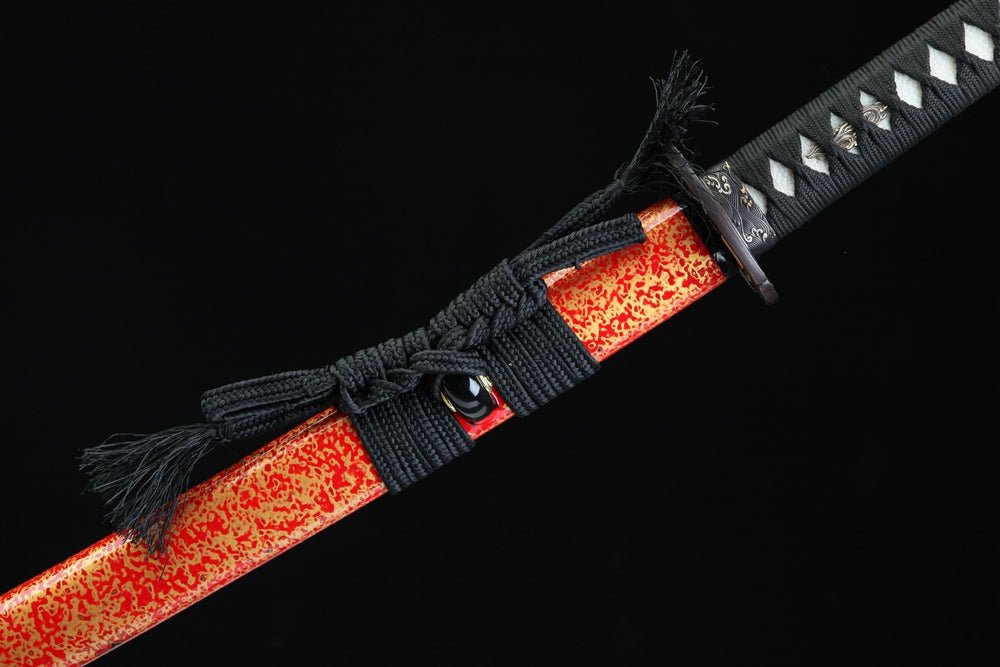 Katana Fish Splash Flame Grain Damascus Steel Clay Tempered 紅龍門 | KatanaSwordArt Katana For Sale 2025