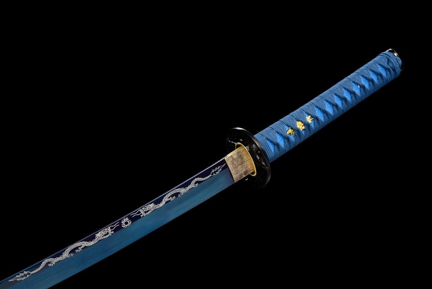 Katana Geranosaurus Spring Steel Blue Blade 鶴龍 | KatanaSwordArt Katana For Sale