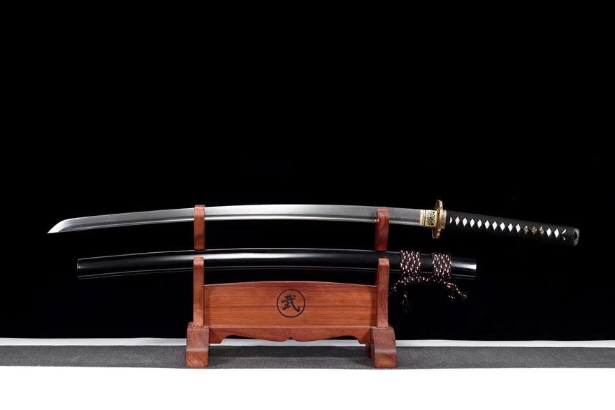 Katana Gushen Damascus Folded Steel Black Saya 古神 | KatanaSwordArt Katana For Sale 2025