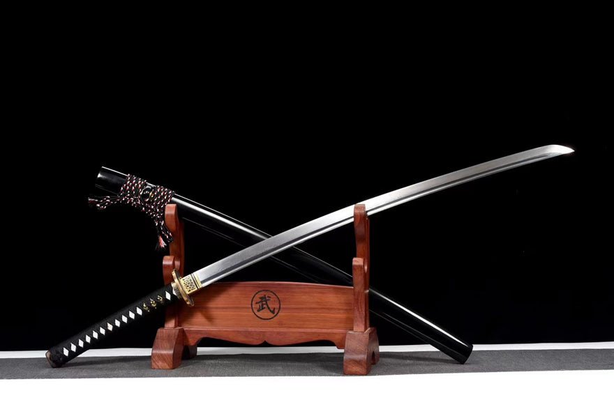 Katana Gushen Damascus Folded Steel Black Saya 古神 | KatanaSwordArt Katana For Sale 2025