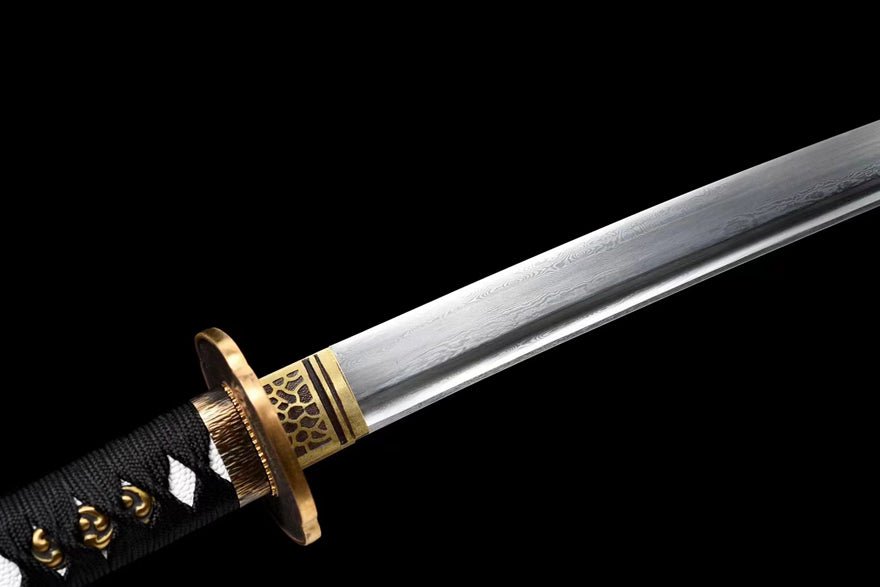 Katana Gushen Damascus Folded Steel Black Saya 古神 | KatanaSwordArt Katana For Sale 2025