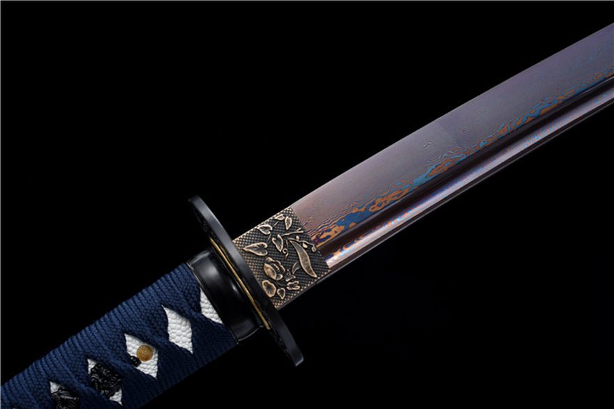 Katana HanXiang Damascus Folded Steel Blue Blade 寒香 | KatanaSwordArt Katana For Sale