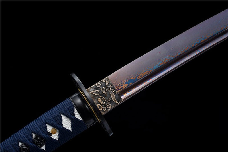 Katana HanXiang Damascus Folded Steel Blue Blade 寒香 For Sale | KatanaSwordArt Japanese Katana