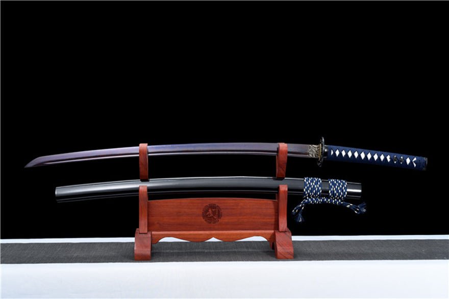 Katana HanXiang Damascus Folded Steel Blue Blade 寒香 | KatanaSwordArt Katana For Sale