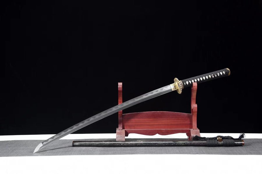 Katana Heronsbill Tsuba Damascus Steel Clay Tempered Black 宮本 | KatanaSwordArt Katana For Sale 2025