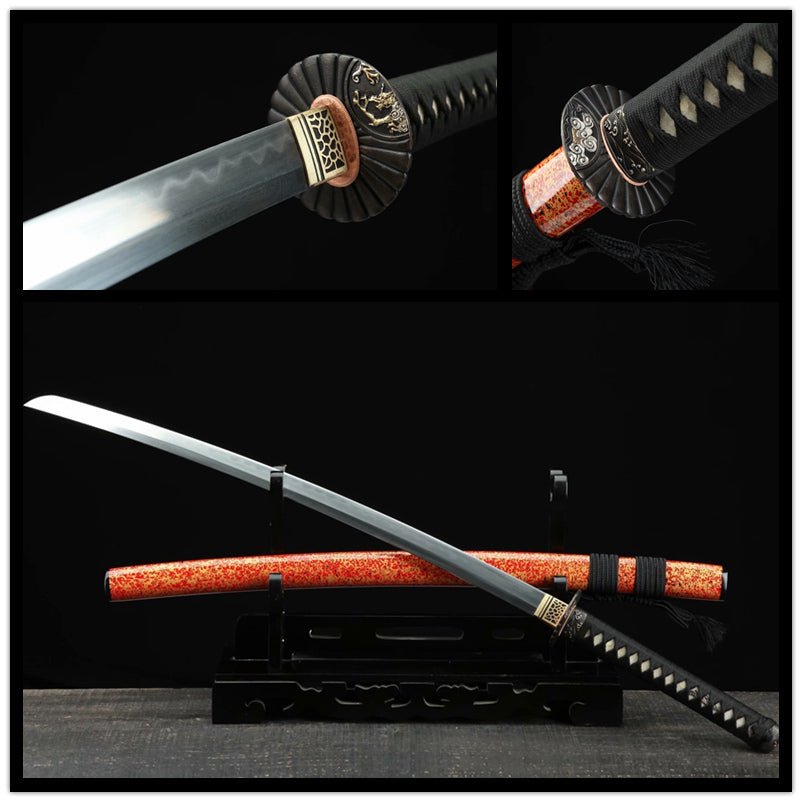 Katana Heronsbill Flame Grain Damascus Steel Clay Tempered 火花 | KatanaSwordArt Katana For Sale 2025
