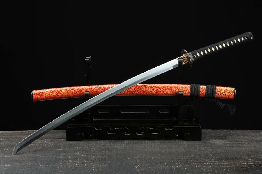 Katana Heronsbill Flame Grain Damascus Folded Blade 火花 | KatanaSwordArt Katana For Sale 2025