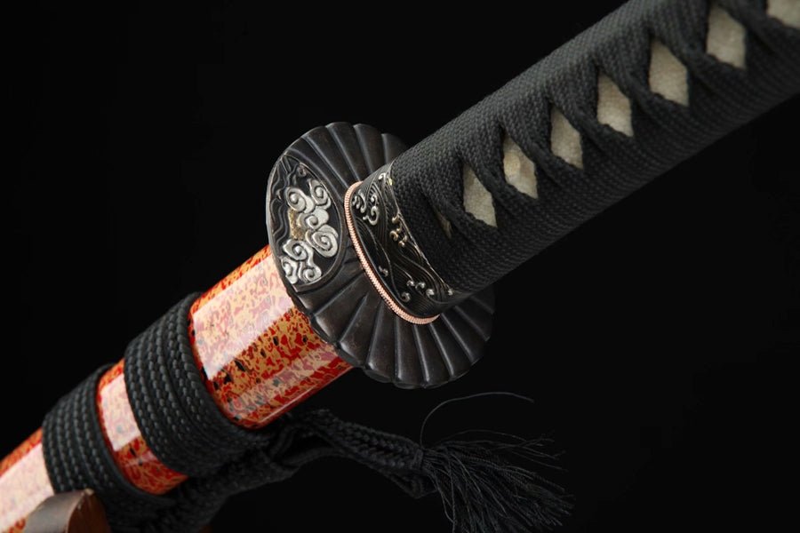 Katana Heronsbill Flame Grain Damascus Folded Blade 火花 | KatanaSwordArt Katana For Sale 2025