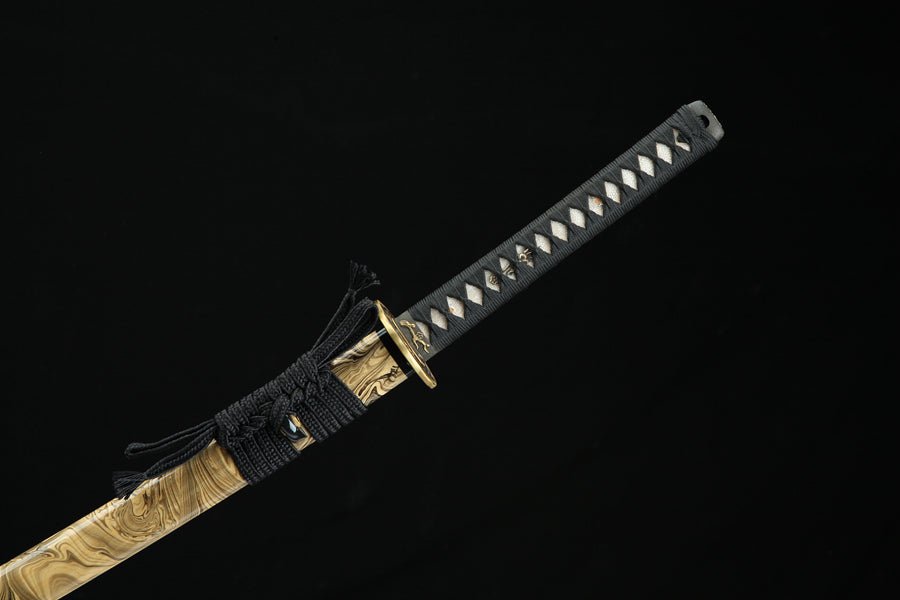 Katana Jiaocha T10 Clay Tempered Yellow Saya 交叉 | KatanaSwordArt Katana For Sale 2025