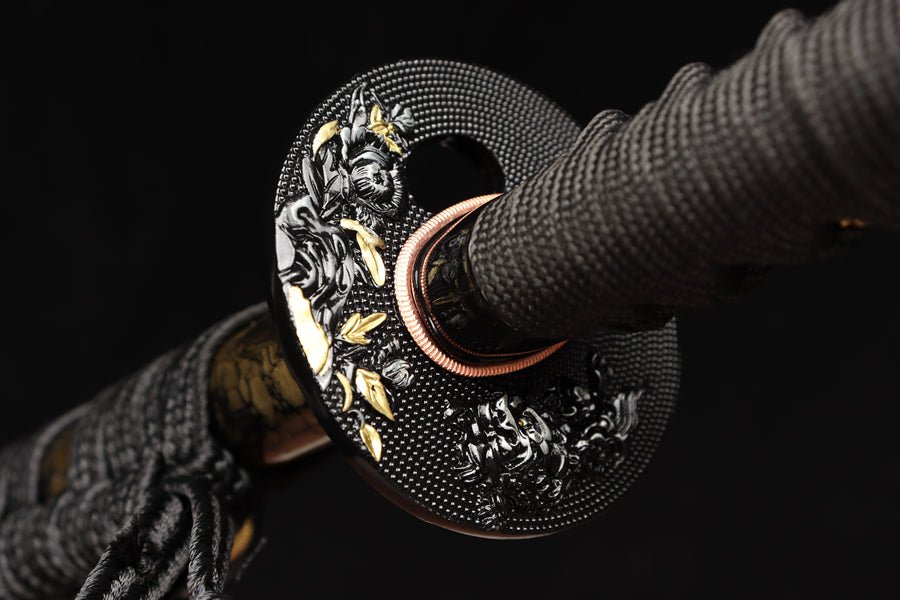Katana Jiuyou Damascus Folded Yellow Saya 九幽 | KatanaSwordArt Katana For Sale