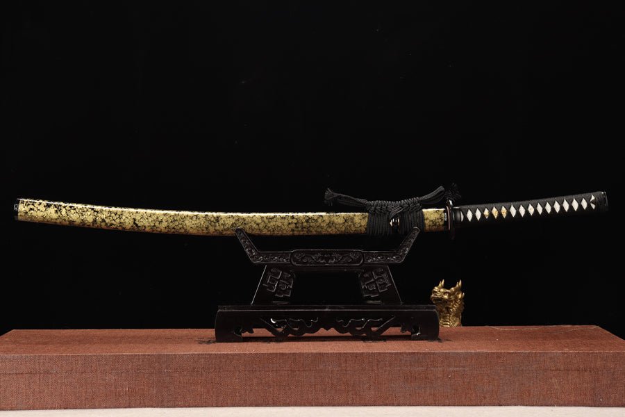 Katana Jiuyou Damascus Folded Yellow Saya 九幽 | KatanaSwordArt Katana For Sale