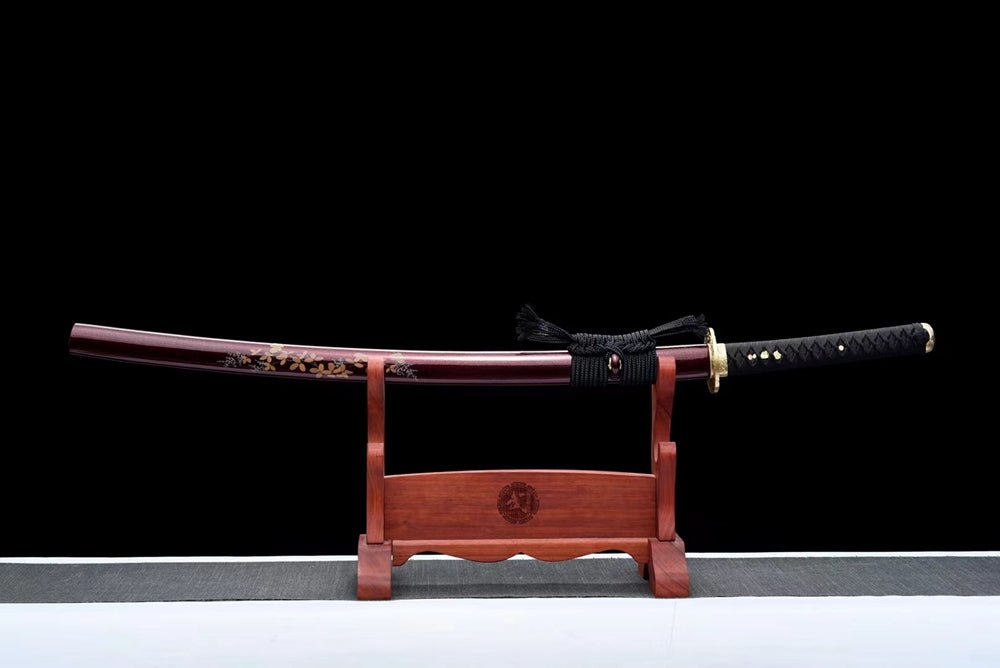 Katana Junzi Damascus Folded Golden Tsuba 君子 | KatanaSwordArt Katana For Sale