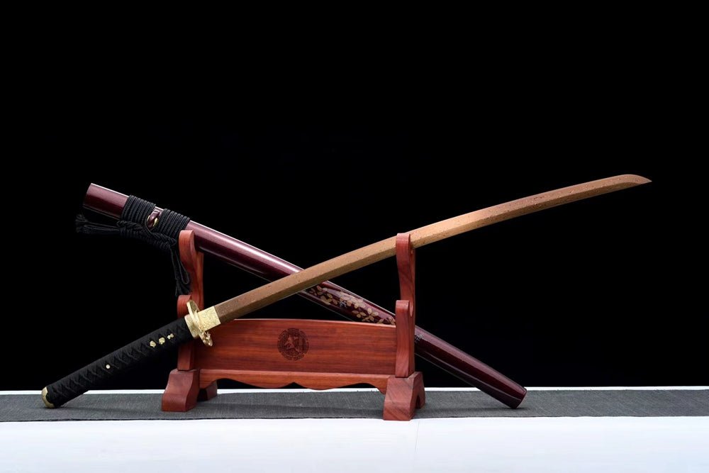 Katana Junzi Damascus Folded Golden Tsuba 君子 | KatanaSwordArt Katana For Sale