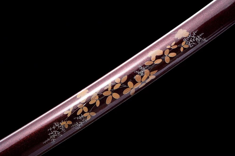 Katana Junzi Damascus Folded Golden Tsuba 君子 | KatanaSwordArt Katana For Sale