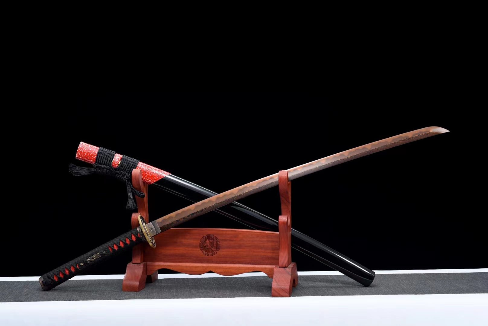 Katana Lianyu Damascus Steel Clay Tempered Dark Red Blade 獄龍 | KatanaSwordArt Katana For Sale 2025