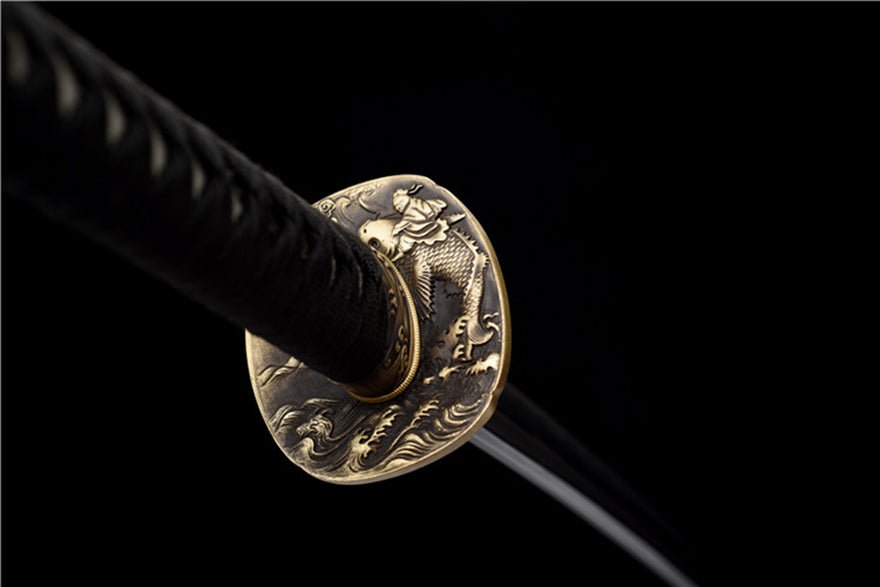 Katana Longmen Damascus Folded Clay Tempered Black Saya 龍門 | KatanaSwordArt Katana For Sale 2025