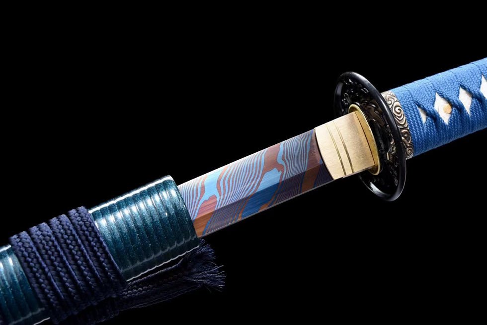 Katana Maple Leaf Damascus Folded Blue Blade 楓葉 | KatanaSwordArt Katana For Sale 2025
