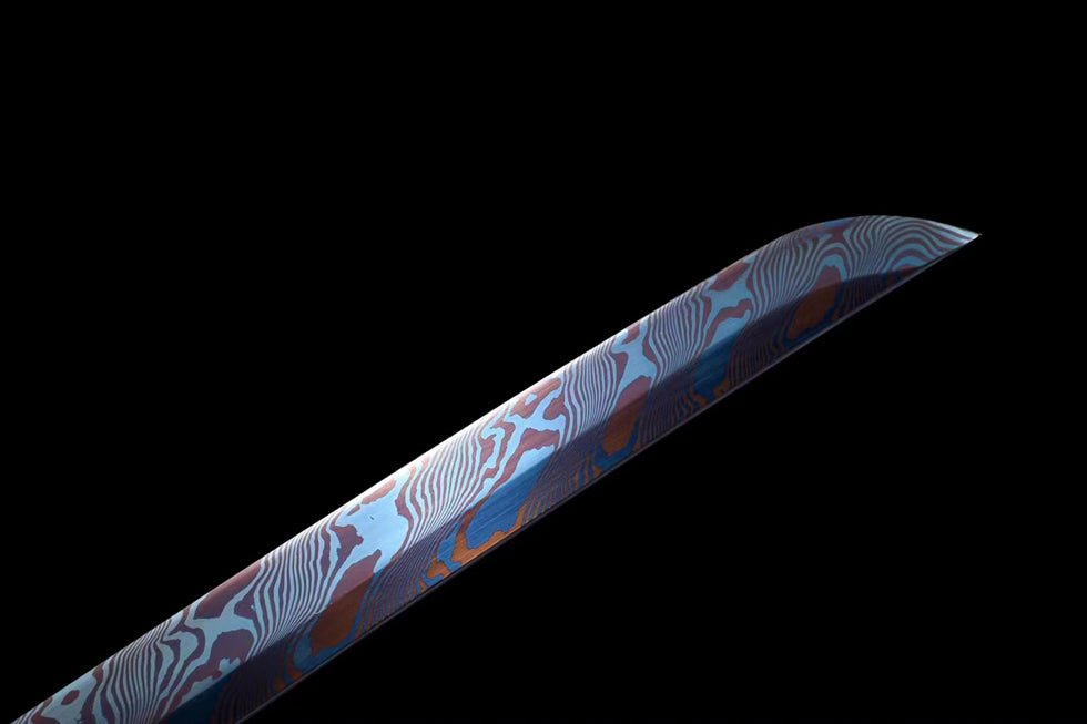 Katana Maple Leaf Damascus Folded Blue Blade 楓葉 | KatanaSwordArt Katana For Sale 2025