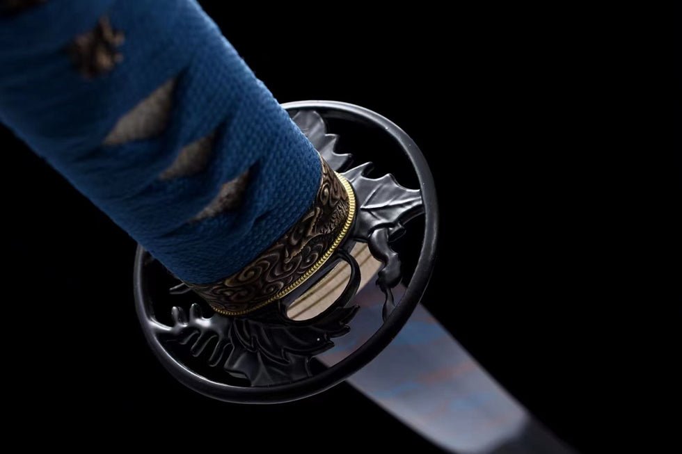 Katana Maple Leaf Damascus Folded Blue Blade 楓葉 | KatanaSwordArt Katana For Sale 2025