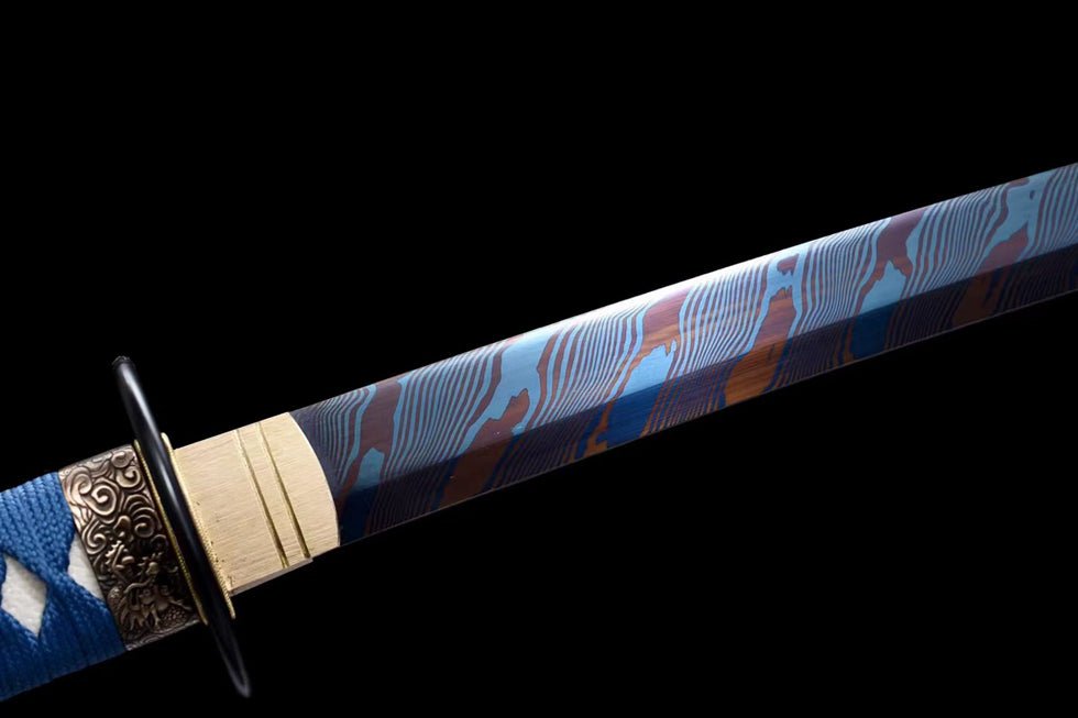 Katana Maple Leaf Damascus Folded Blue Blade 楓葉 | KatanaSwordArt Katana For Sale 2025