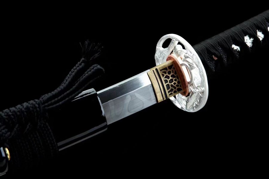 Katana Meishao T10 Clay Tempered Silver Tsuba 梅梢 | KatanaSwordArt Katana For Sale 2025
